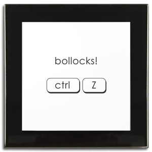 Ctrl Z - Bollocks - Square Glass Coaster Ctrl Z - Bollocks - Square Glass Coaster