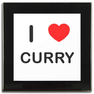 I Love Curry - Square Glass Coaster