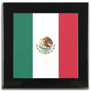 Mexico Flag - Square Glass Coaster