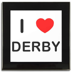 I Love Derby - Square Glass Coaster