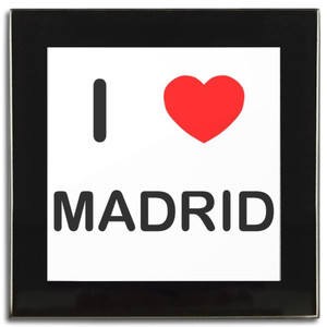 I Love Madrid - Square Glass Coaster