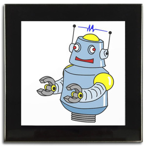 White Boy Robot - Square Glass Coaster