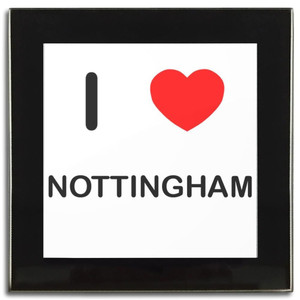 I Love Nottingham - Square Glass Coaster