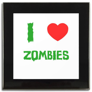 I Love Zombies - Square Glass Coaster