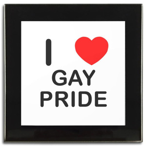I Love Gay Pride - Square Glass Coaster