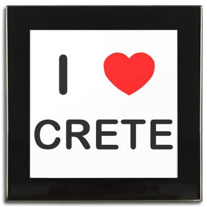 I Love Crete - Square Glass Coaster