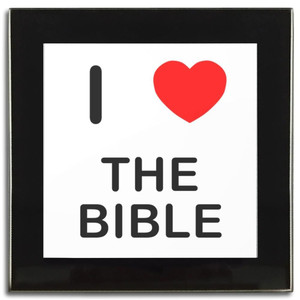 I love The Bible - Square Glass Coaster