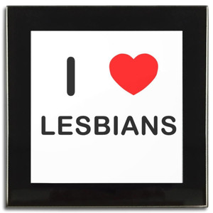 I Love Lesbians - Square Glass Coaster