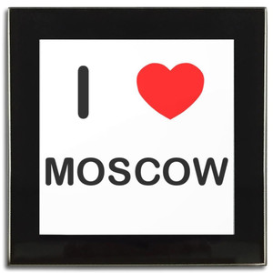 I Love Moscow - Square Glass Coaster