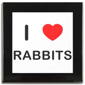 I Love Rabbits - Square Glass Coaster