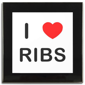 I Love Ribs - Square Glass Coaster
