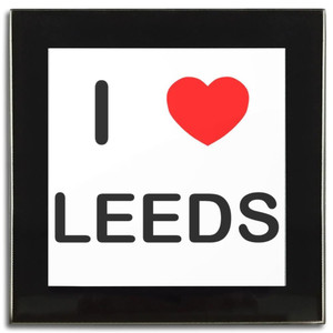 I Love Leeds - Square Glass Coaster