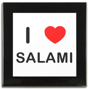I Love Salami - Square Glass Coaster