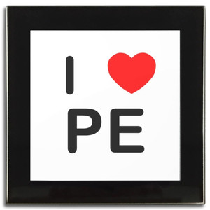 I Love PE - Square Glass Coaster