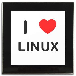 I Love Linux - Square Glass Coaster