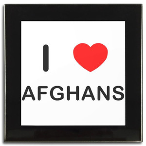 I Love Afghans - Square Glass Coaster