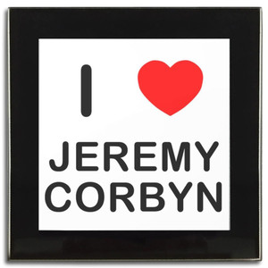 I love Jeremy Corbyn - Square Glass Coaster