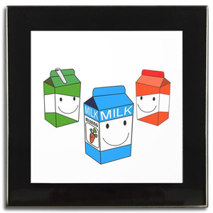 Milk & Juice Cartons - Square Glass Coaster Milk & Juice Cartons - Square Glass Coaster