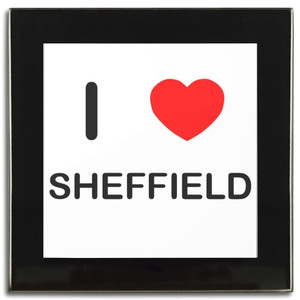 I Love Sheffield - Square Glass Coaster