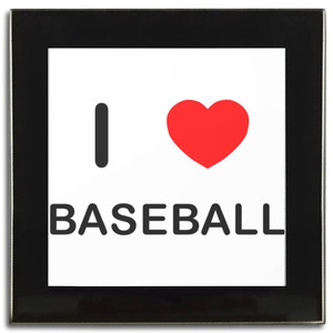 I Love Baseball - Square Glass Coaster