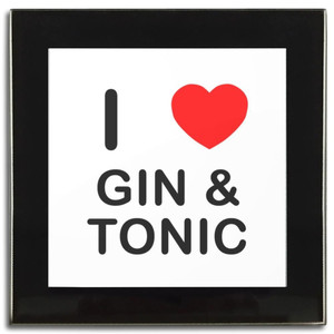 I Love Gin and Tonic - Square Glass Coaster I Love Gin and Tonic - Square Glass Coaster