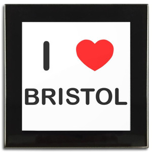 I Love Bristol - Square Glass Coaster