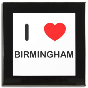 I Love Birmingham - Square Glass Coaster