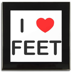 I Love Feet - Square Glass Coaster