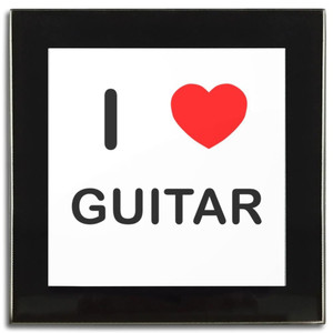 I Love Guitar - Square Glass Coaster