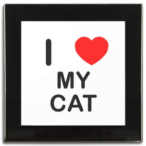 I Love My Cat - Square Glass Coaster