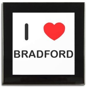 I Love Bradford - Square Glass Coaster