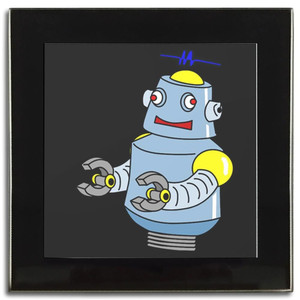 Black Boy Robot - Square Glass Coaster Black Boy Robot - Square Glass Coaster