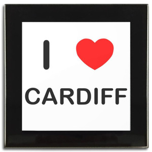 I Love Cardiff - Square Glass Coaster