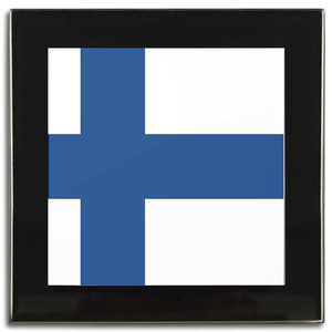 Finland Flag - Square Glass Coaster