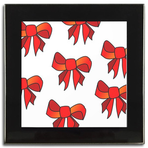 Bow Pattern - Square Glass Coaster