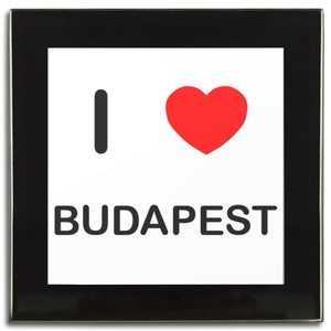 I Love Budapest - Square Glass Coaster