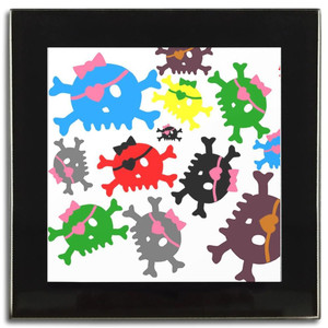 Skull Bow Pattern 3 - Square Glass Coaster Skull Bow Pattern 3 - Square Glass Coaster