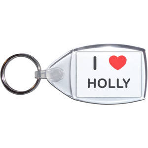 I Love Holly - Clear Plastic Key Ring Size Choice New