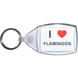 I Love Flamingos - Clear Plastic Key Ring Size Choice New