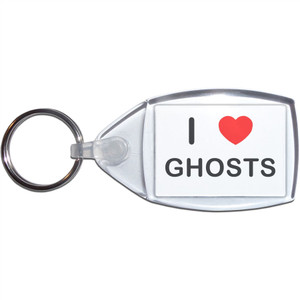 I love Ghosts - Clear Plastic Key Ring Size Choice New