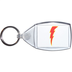 Lightning Bolt Red - Clear Plastic Key Ring Size Choice New