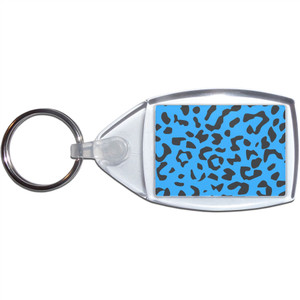 Blue Leopard Print - Clear Plastic Key Ring Size Choice New