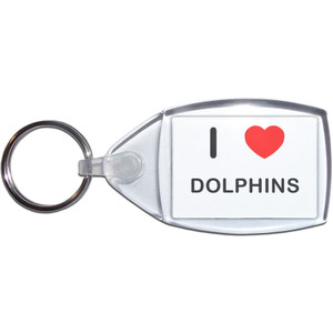 I Love Dolphins - Clear Plastic Key Ring Size Choice New