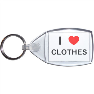 I love Clothes - Clear Plastic Key Ring Size Choice New
