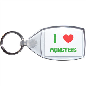 I Love Monsters - Clear Plastic Key Ring Size Choice New