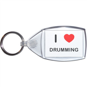 I Love Drumming - Clear Plastic Key Ring Size Choice New
