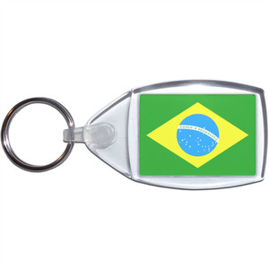 Brazil Flag - Clear Plastic Key Ring Size Choice New