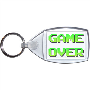 Game Over - Clear Plastic Key Ring Size Choice New