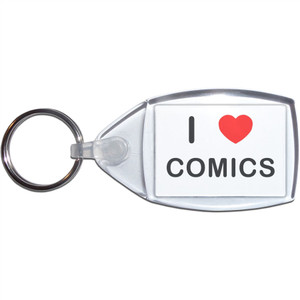 I love Comics - Clear Plastic Key Ring Size Choice New