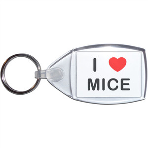 I Love Mice - Clear Plastic Key Ring Size Choice New I Love Mice - Clear Plastic Key Ring Size Choice New